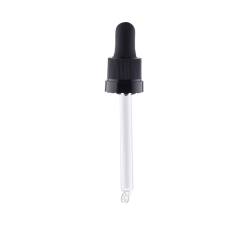Juodas pipetės dangtelis 50 ml buteliukui